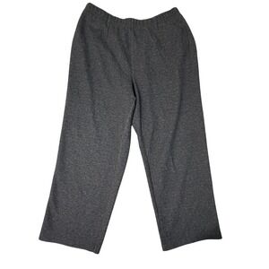 La Panache Wide-Leg Sweatpants Dark Grey Heather Plus Size 1X Rhinestone Detail